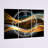 3D Gold Waves in Black - Modern wall clock