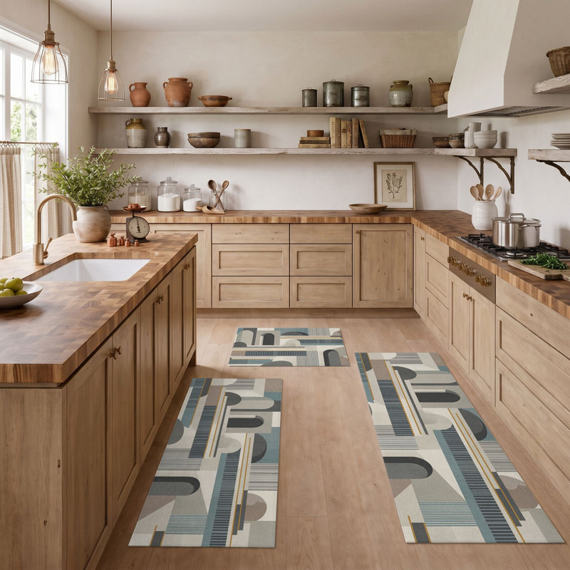 Tapis de cuisine géométriques antidérapants lavables