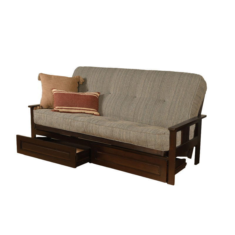 Le cadre de futon double Stratford comprend des tiroirs de rangement et un matelas, Innerspring, Port maritime Taxi, Espresso