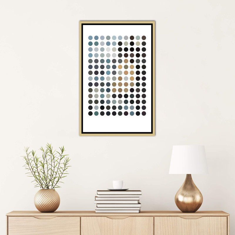 « terrey points »-impression sur l’image, H 60 po x l 40po x P 1,5 po, Toile encadrée d'or