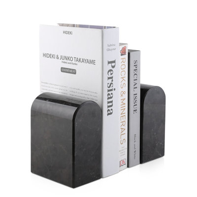 Natural Marble Bookends Set of 2, Modern Stone Book Holder for Bookshelf Decor