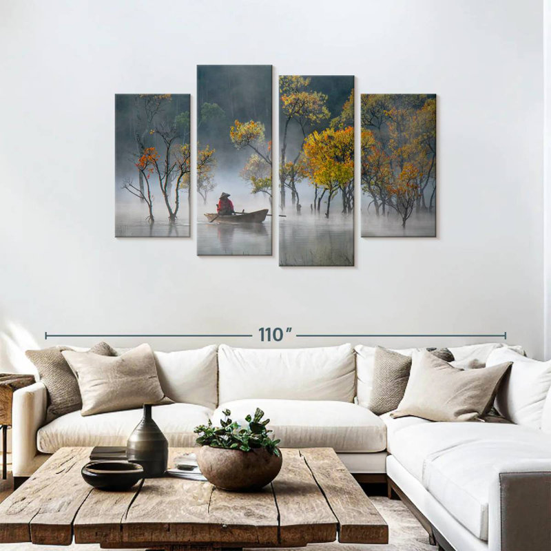 Senne Fishing In The Mist, 48" H x 75" W