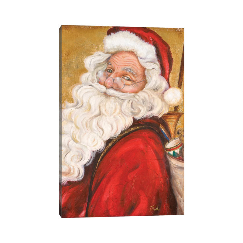 «Sourire du Père Noël souriant» par Patricia Pinto - peinture sur toile tendue, H 40 po x l 26 po x P 1,5 po