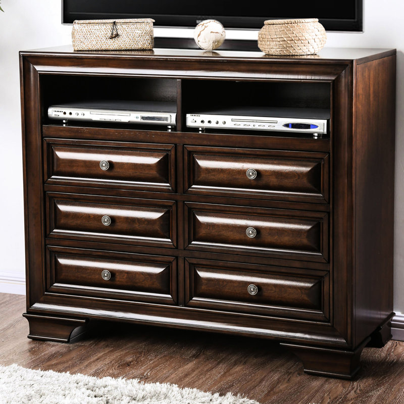 Commode de rangement 6 pièces en bois de cerisier brun