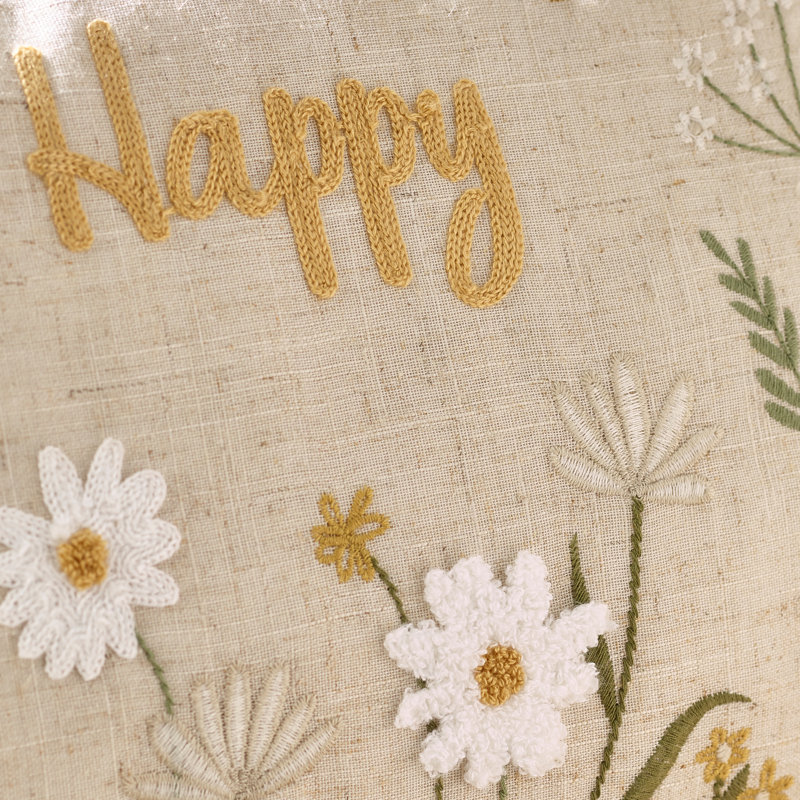 Bee Happy Embroidered Cushion