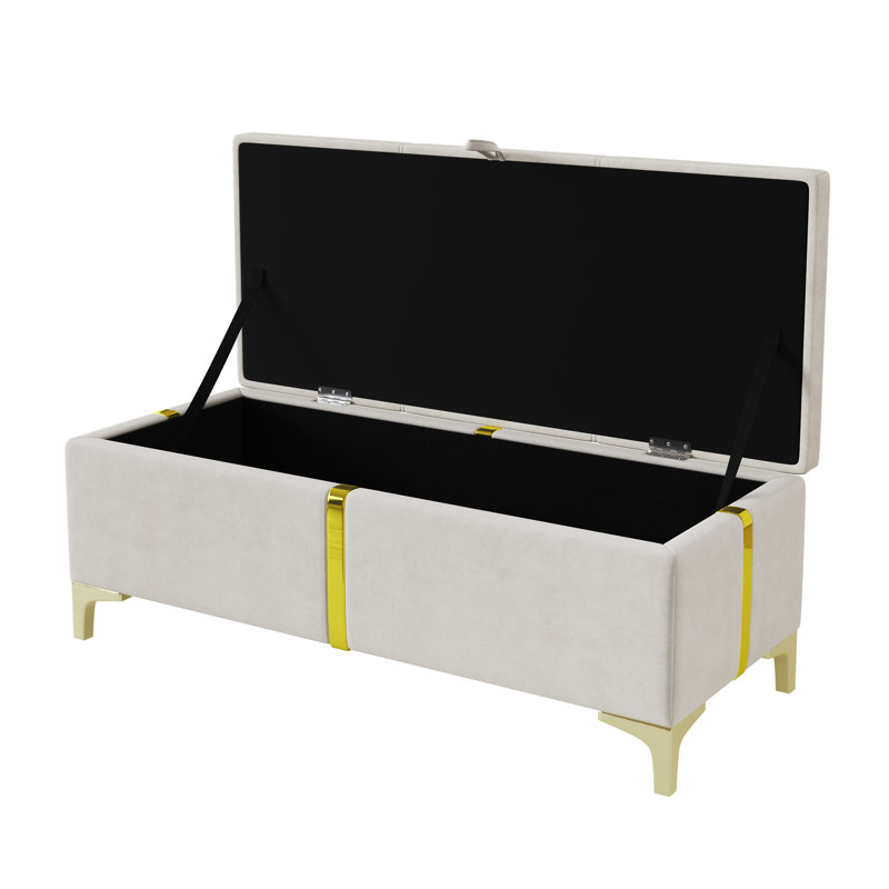 2-Pieces Bedroom Sets,Queen Size Upholstered Platform Bed with Hydraulic Storage System,Storage Ottoman with Metal Legs