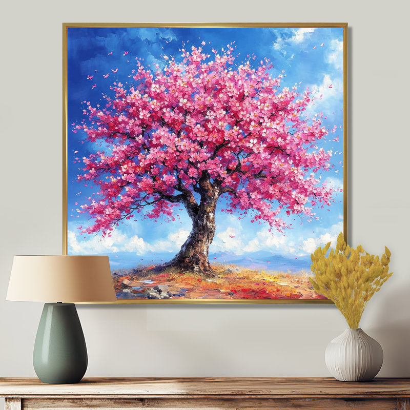 Timeo - arbre sycomore, art mural, Toile avec cadre flottant or, H 16 po x l 16 po x P 1 po