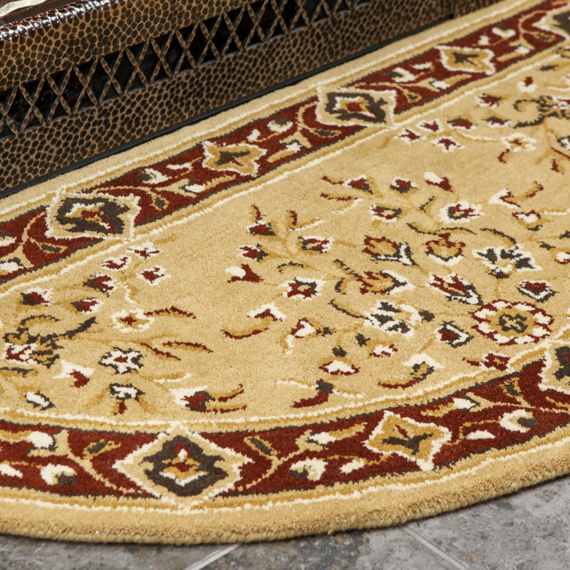 Tapis oriental en laine fait à la main Hearth, Demi-cercle 2 pi 2 po x 4 pi 7 po