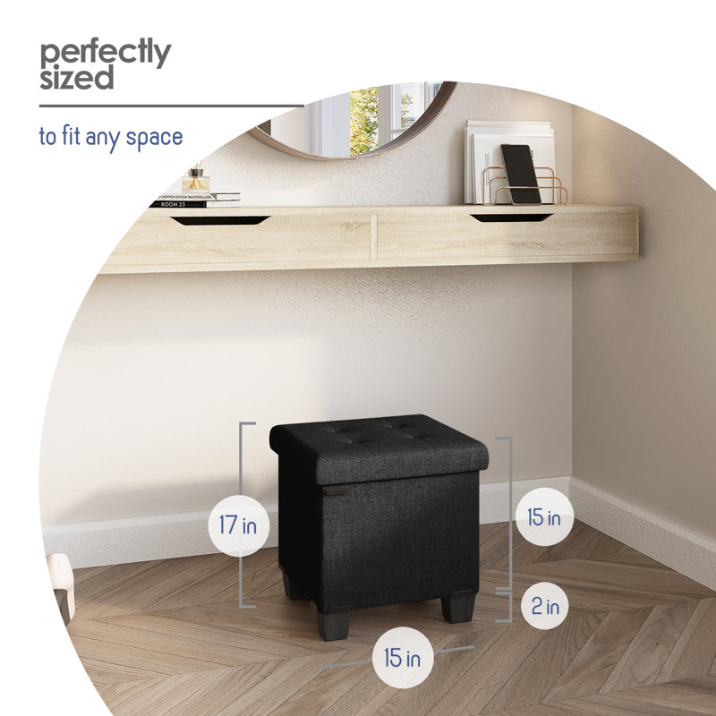 Banc de rangement avec repose-pieds Vérrant, 15"H x 15"W x 15"D, Black