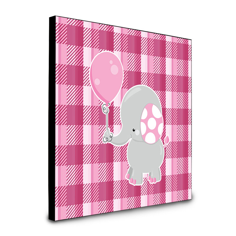 Panneau mural éléphant avec ballon Fluery, Rose