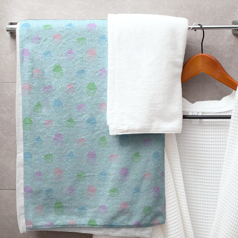 Serviette de bain classique cupcake, bleu