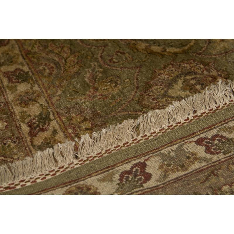 Tapis vert et crème noué à la main de haute qualité