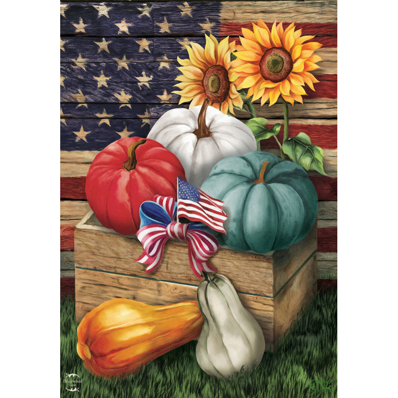 Drapeau de maison d'automne patriotique citrouilles