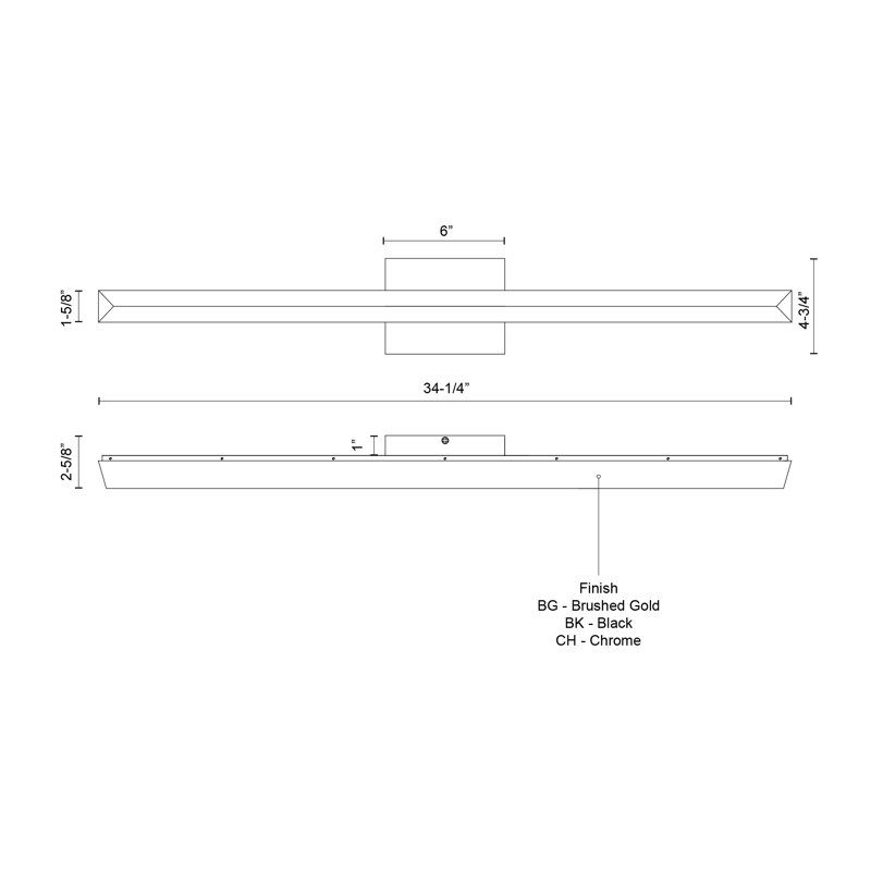 Saphir Dimmable LED Bath Bar, Black