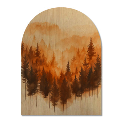 «Latte Forest Glow III», art mural en bois arqué nature