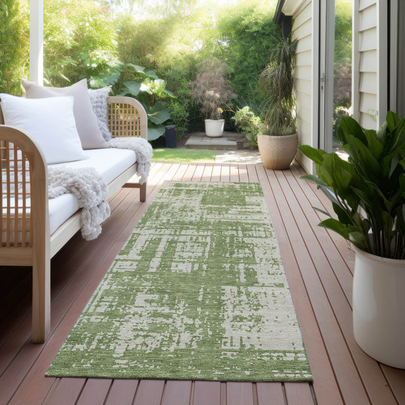 Malek Indoor/Outdoor Area Rug with Non-Slip Backing, Runner 2'3" x 7'6"