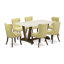 L'ensemble de table 7 pièces contient une table rectangulaire en lin blanc et 6 chaises de cuisine Limelight en tissu lin - finition jacobine patinée-606615735
