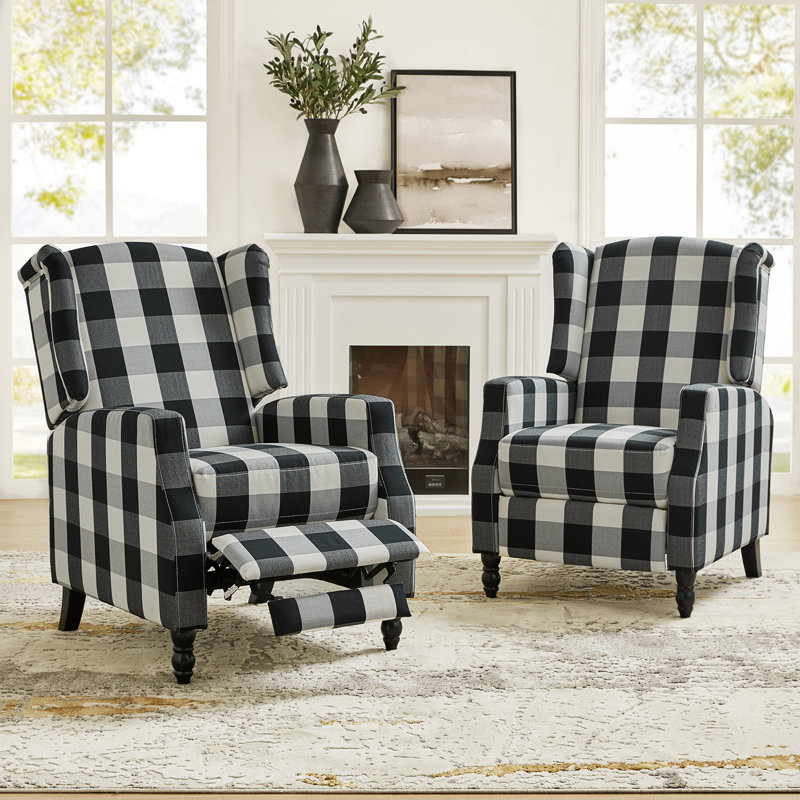 Sobotka Upholstered Recliner, Black Check