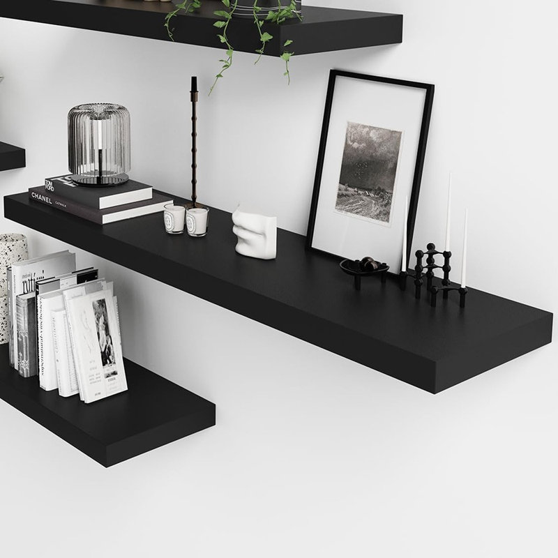 Tablettes murales flottantes noires Mission Black