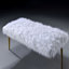 Banc Bagley II en fausse fourrure blanche et finition dorée