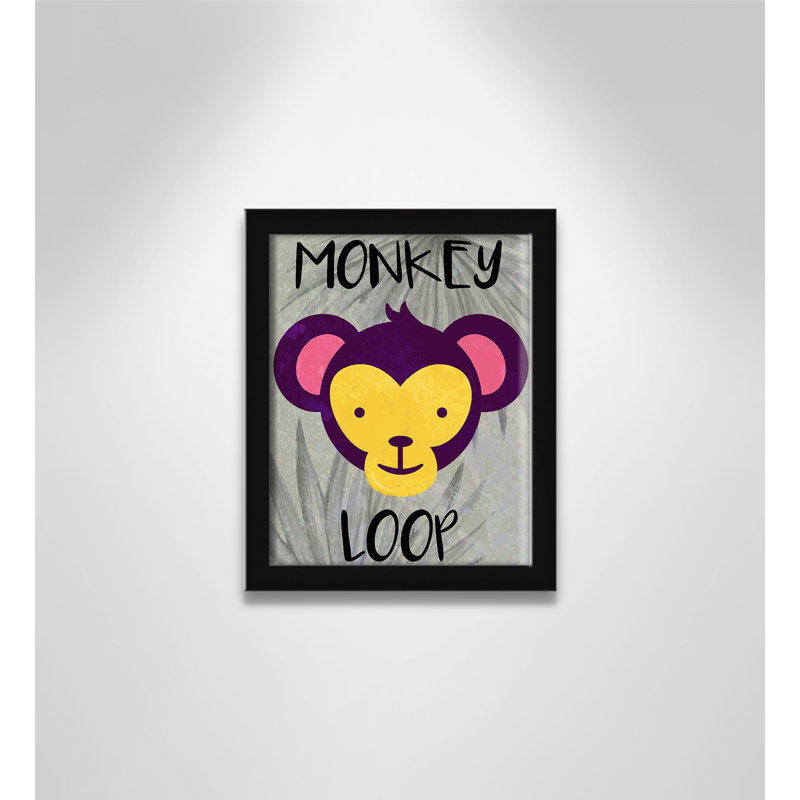 «Monkey Loop», impression sur papier, Encadré de boîte noir, H 10 po x l 8 po x P 1,18 po