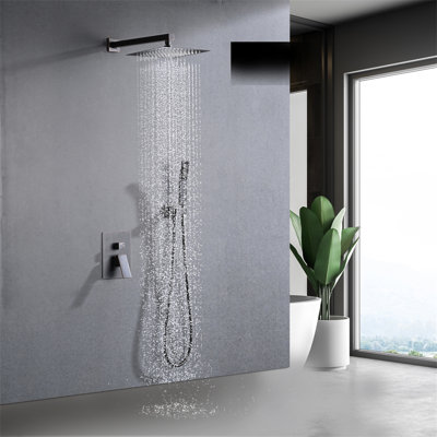 Ensemble de robinet de douche mural avec pomme de douche à effet pluie 10 "et robinet de douche à main