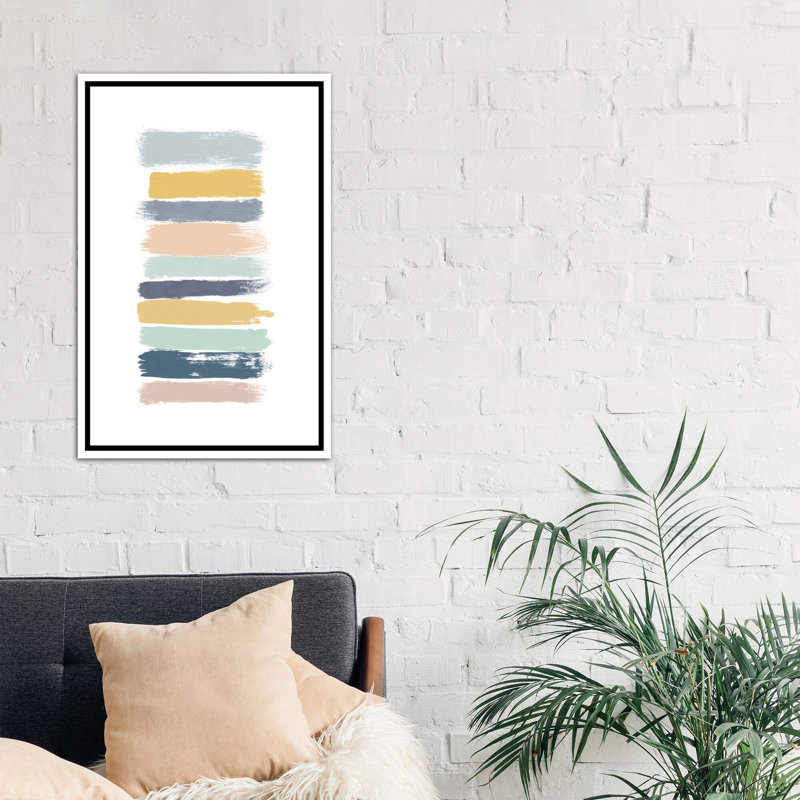 « pastel rayures »-« painting prints », reproduction d’art, H 26 po x l 18 po x 1,5 po, Toile blanche encadrée