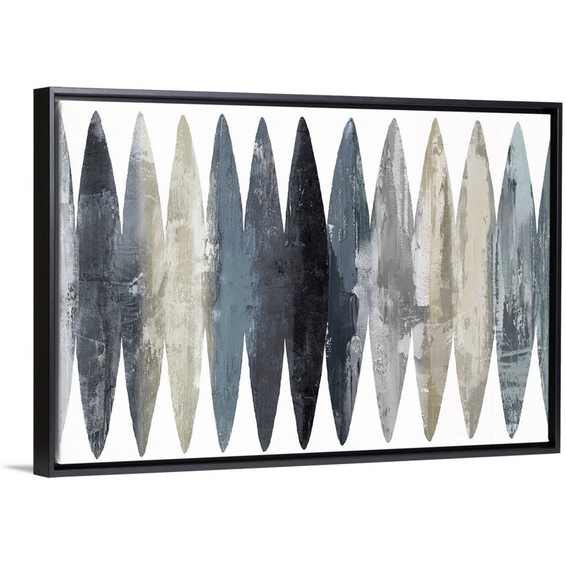 "Abstract Surfboard Gray" par David Moore - reproduction d'art sur toile, H 25,25 po x l 37,25 po, Toile avec cadre flottant