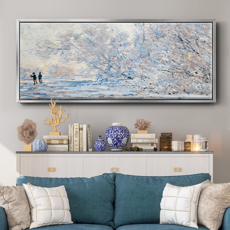 «The Hoarfrost at Giverny», 1885 - Reproduction sur toile flottante, Argent, H 8 po x l 20 po x P 1,5 po