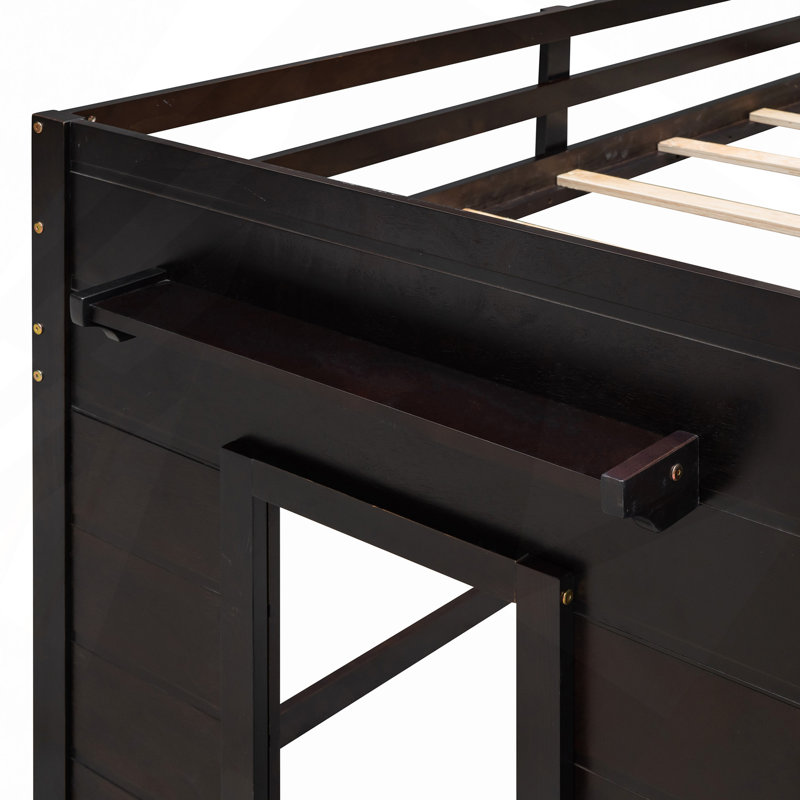 Lit mezzanine simple avec armoire et tablette, Espresso