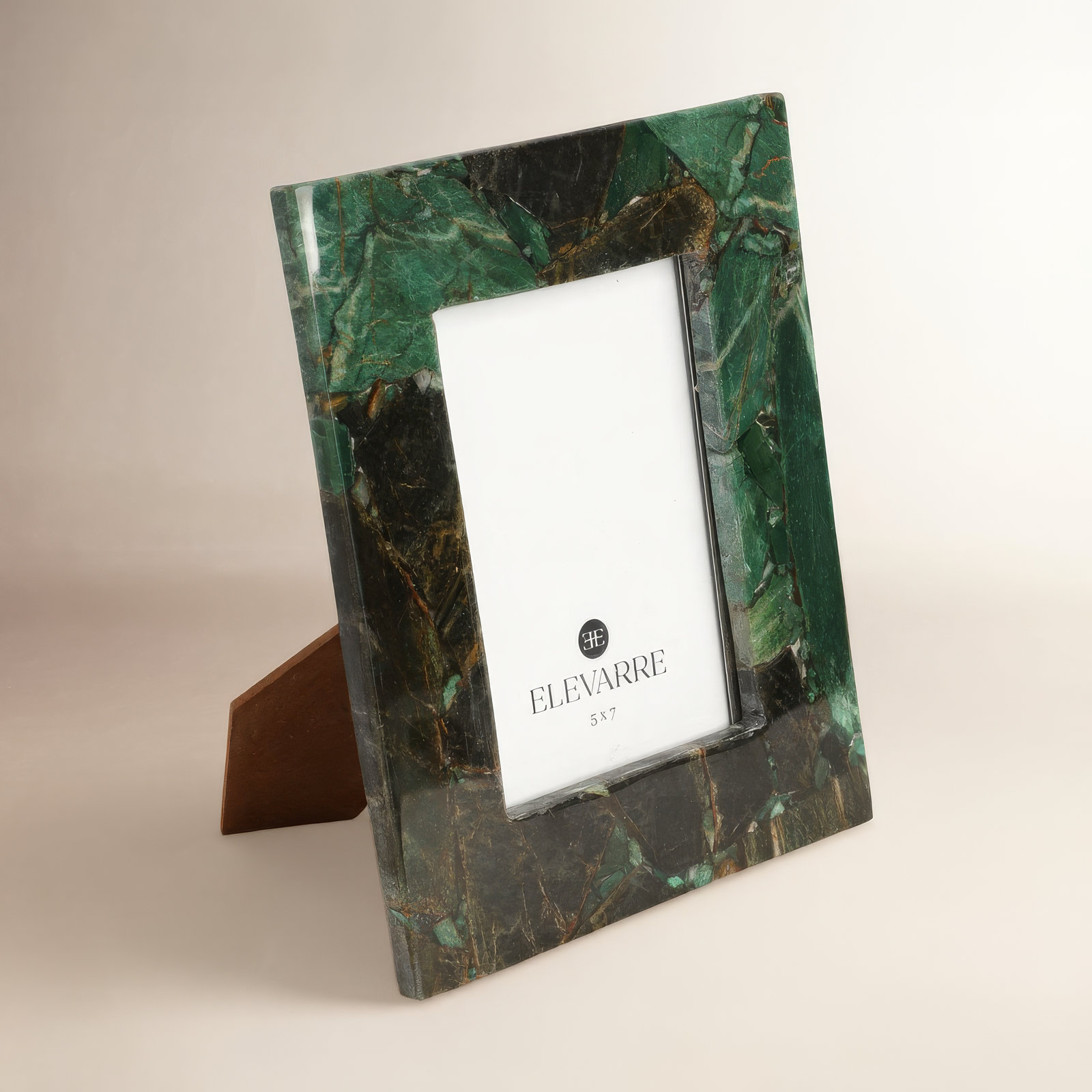 Blaine Light Malachite Photo Frame, 5" x 7", Green