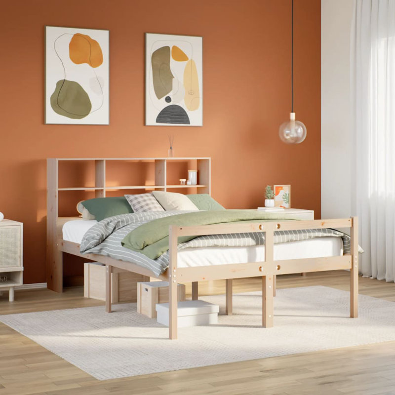 Solid Wood Bed, Natural, European Kingsize (160 x 200 cm)