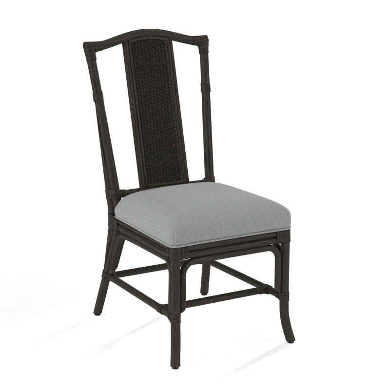 Drury Lane Slat Back Side Dining Chair, Frost White, Light Blue Performance Fabric; 0851-55