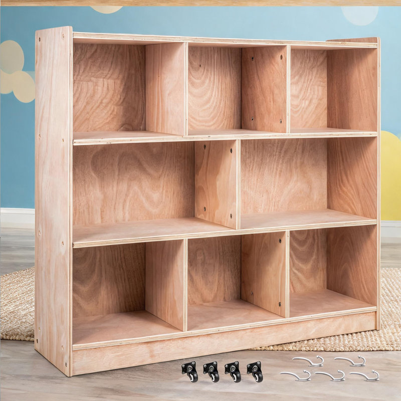 Étagère de rangement pour enfant préscolaire 8 compartiments de rangement pour enfants, 36 po de hauteur