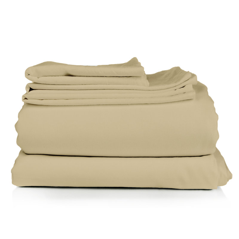 Ensemble de draps en micro-fibre, Crème, Ensemble de draps pour grand lit + un drap-housse 