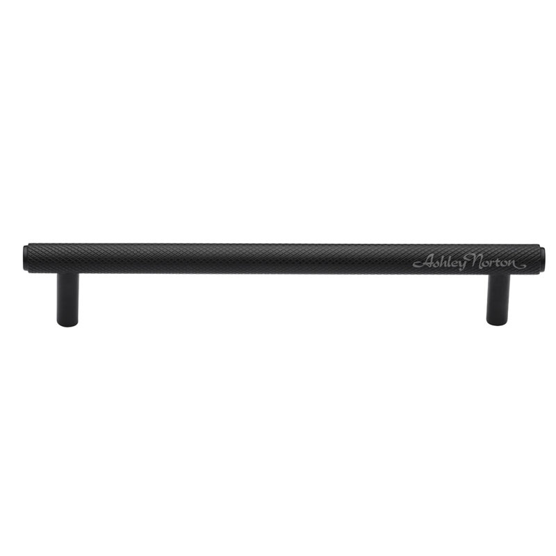 Poignée d'armoire moletée bâloise, Noir mat, 4"