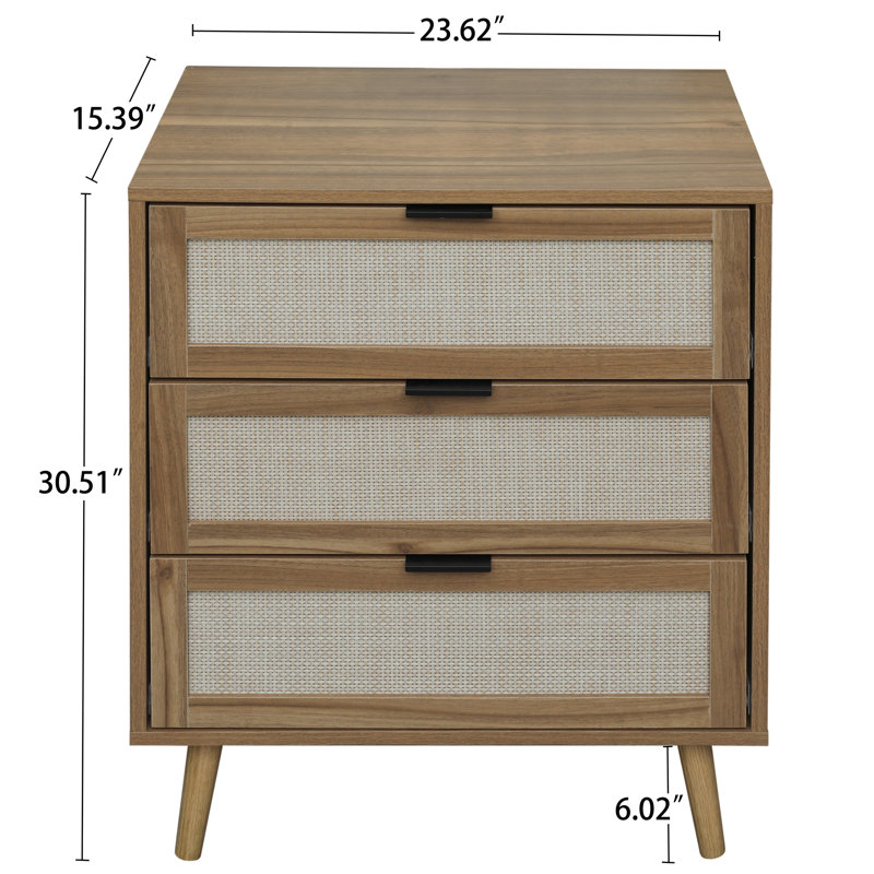 Commode 3 tiroirs Coron, Brun / Ivoire