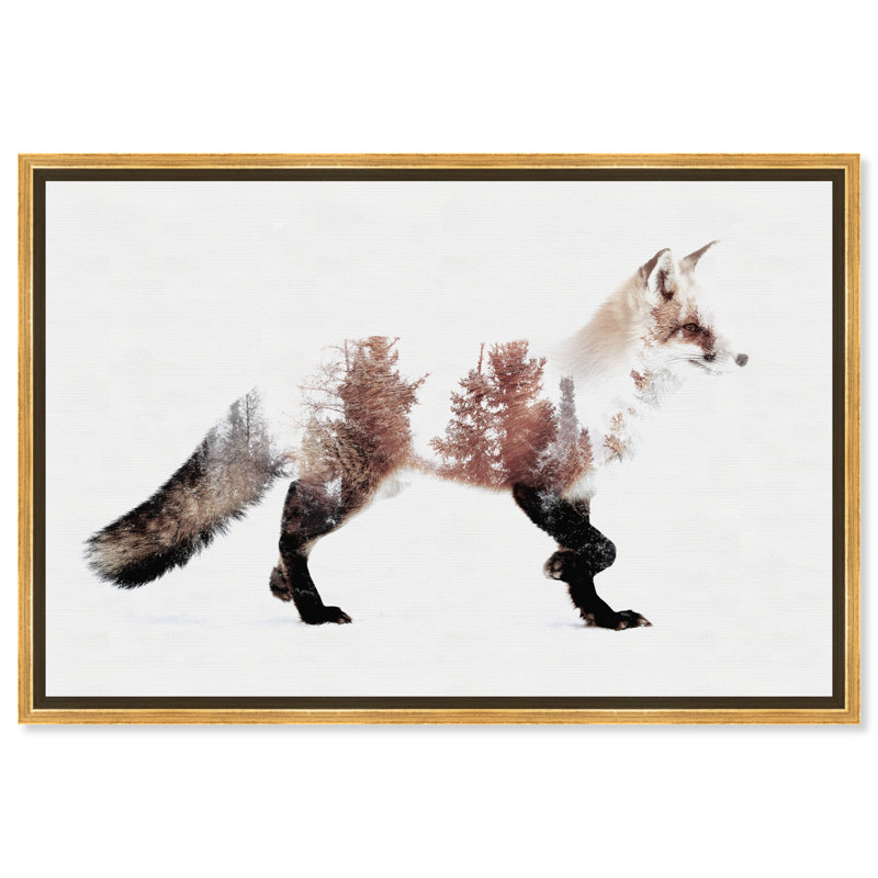 The Fox - reproduction d'impression, H 30 po x l 45 po x P 1,5 po, Toile encadrée d'or