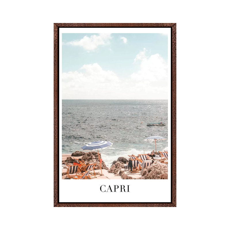 Capri Travel - Print on Canvas, Classic Brown Wood Framed, 66.04cm H x 45.72cm W x 3.81cm D