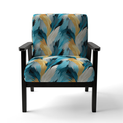 Turquoise Contemporary Ikat Fusion - Fauteuil rembourré contemporain, fauteuil d'appoint abstrait moderne
