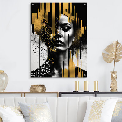 «Golden Fluidité de la féminité II», art mural abstrait en acrylique