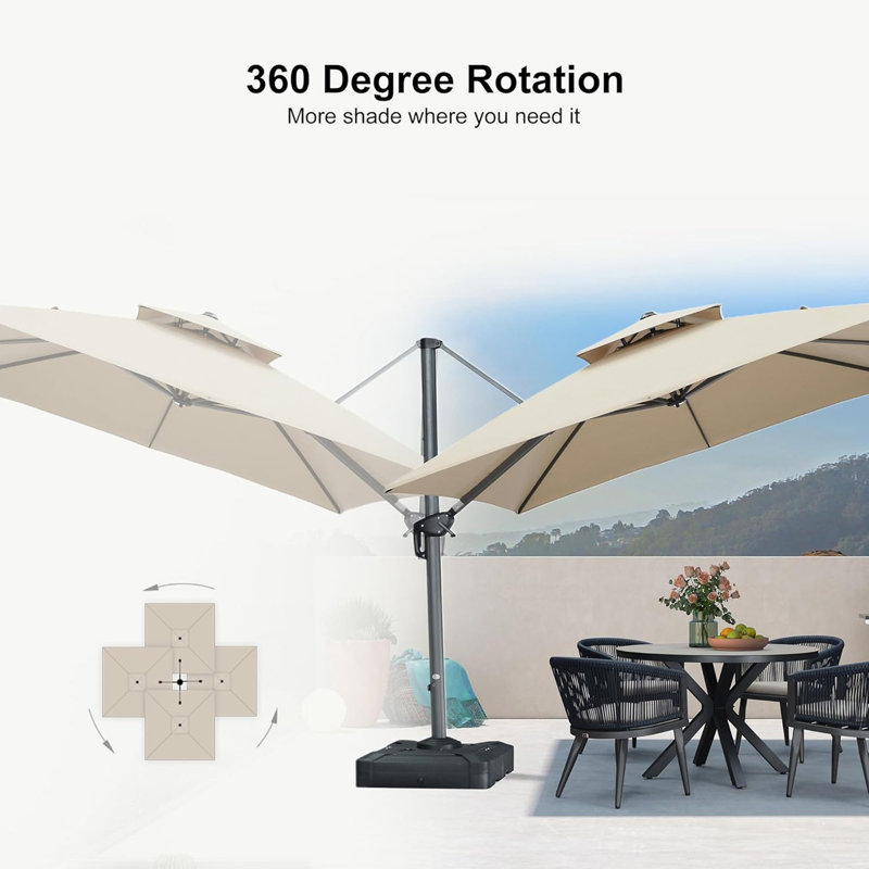 Grand parapluie de patio suspendu suspendu, Sable Spectrum