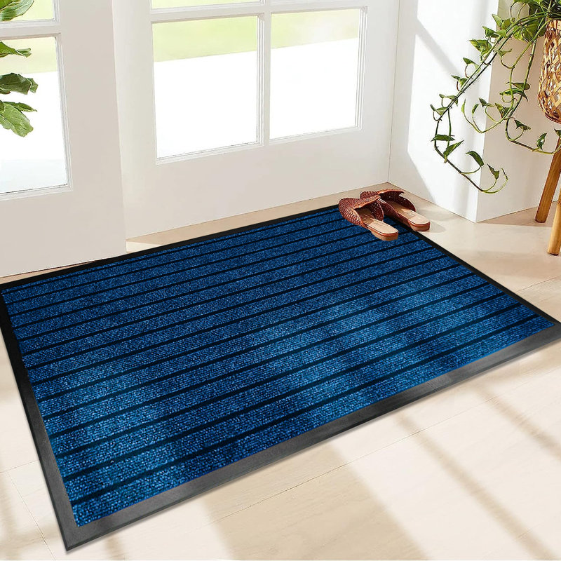 Caynan Barrier Indoor Outdoor Kitchen Bedroom Dinning room Doormat, Rectangular W40 x L60 cm, Blue