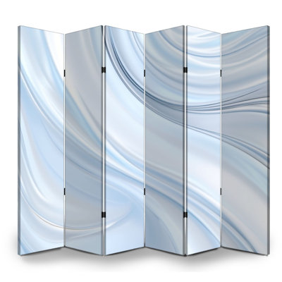 Cloison pliante 6 panneaux paravent bleu doux blanc abstrait abstrait tourbillon de toile d'été moderne séparateur de protection autoportant