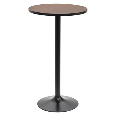 HOMCOM 42" Round Bar Height Table with Weathered Elm Wood Grain Top and Black Steel Base