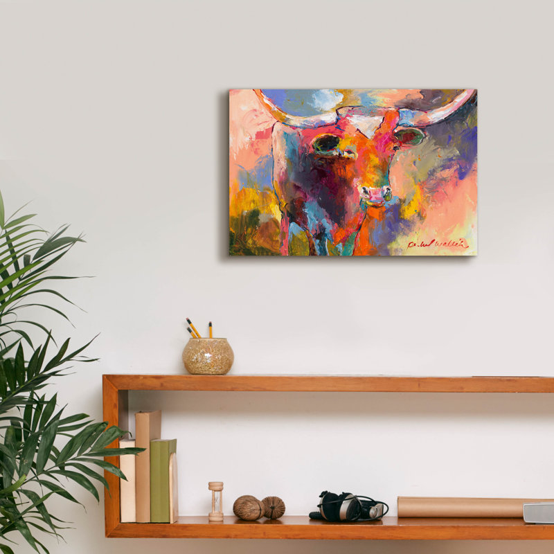 «Epic Graffiti 'Steer» par Richard Wallich, art mural sur toile, H 12 po x l 18 po x P 0,75 po