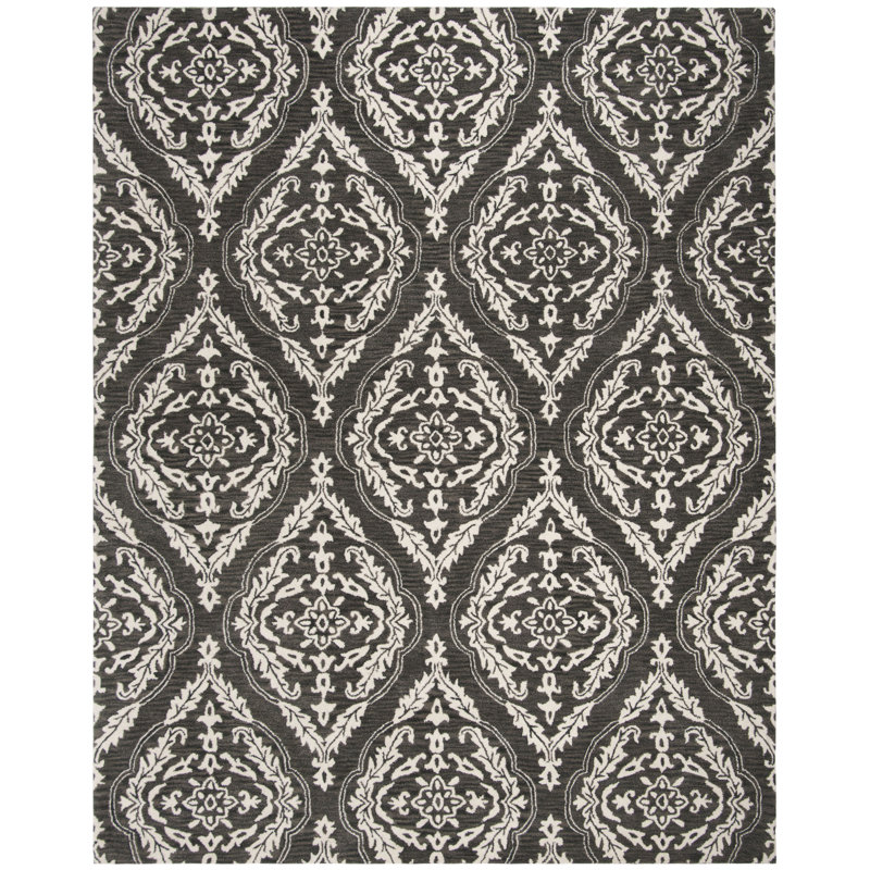 Luitpold Hand-Tufted Wool Charcoal Area Rug, Rectangle 4' x 6'