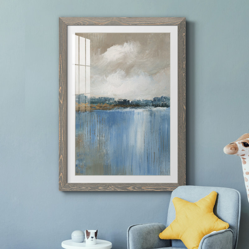 Vent et eau - Peinture encadrée, gris, H 44 po x l 31 po x P 1 po