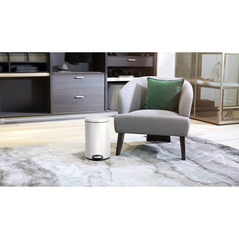 Eva Steel Step On Kitchen Trash Can, White, 5 L