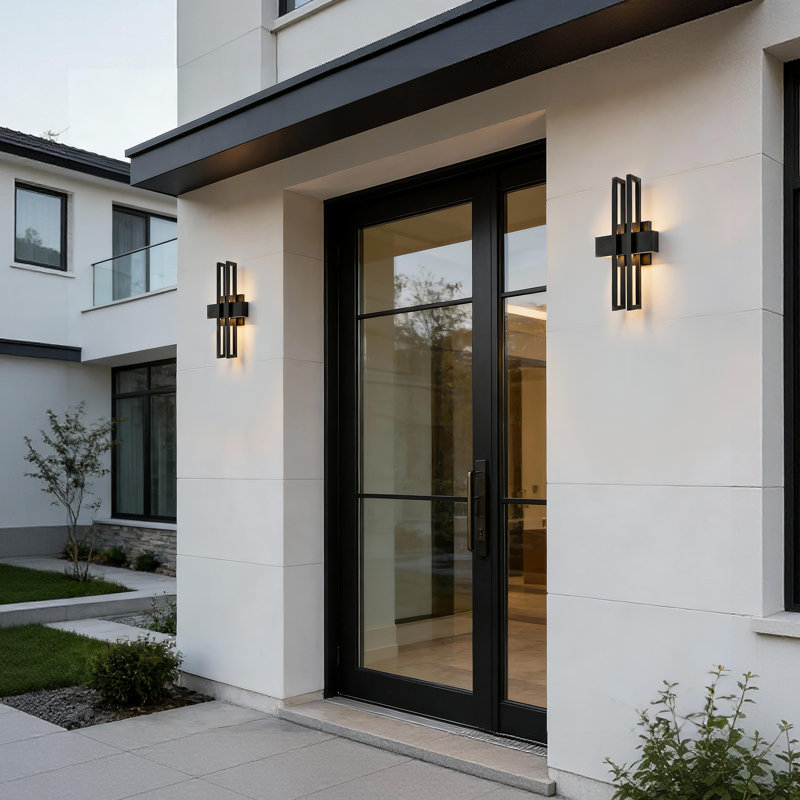 18 In. Sand Black 2X10w Integrated LED Outdoor Wall Lantern Sconce - Dimmable, 3000K, Wet Rated, Contemporary